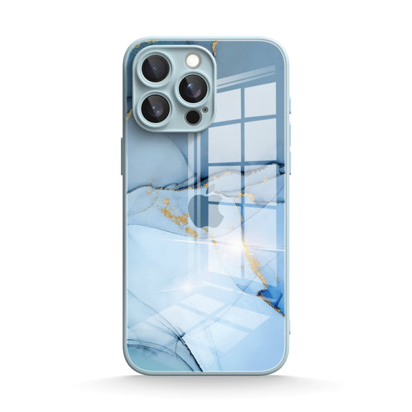 Gold Crack Blue |IPhone Series Tempered Glass Case