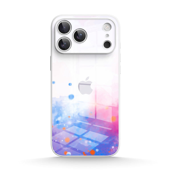 Sputter-Pink Blue Purple | IPhone Series Tempered Glass Case