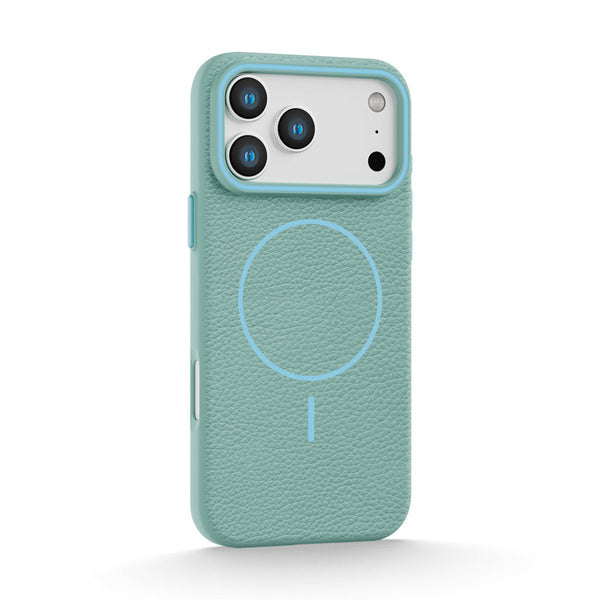 Cyan | iPhone MagSafe Litchi Texture Silicone Case