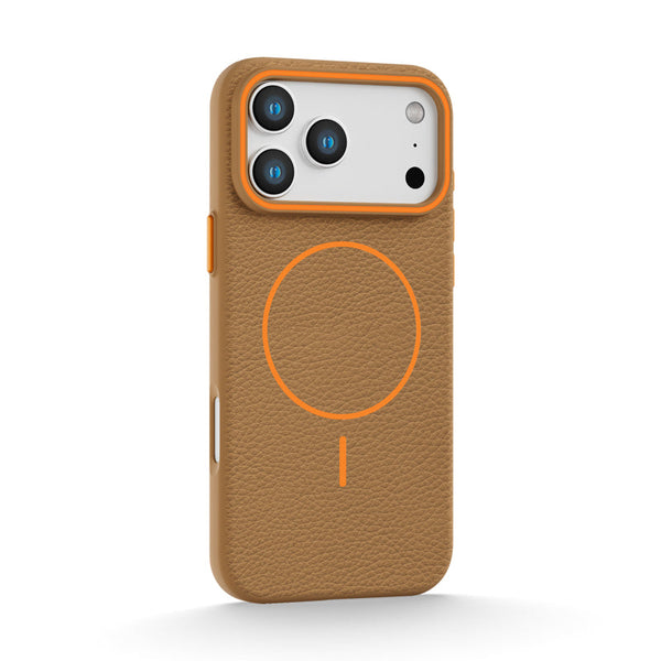 Golden Brown | iPhone MagSafe Litchi Texture Silicone Case