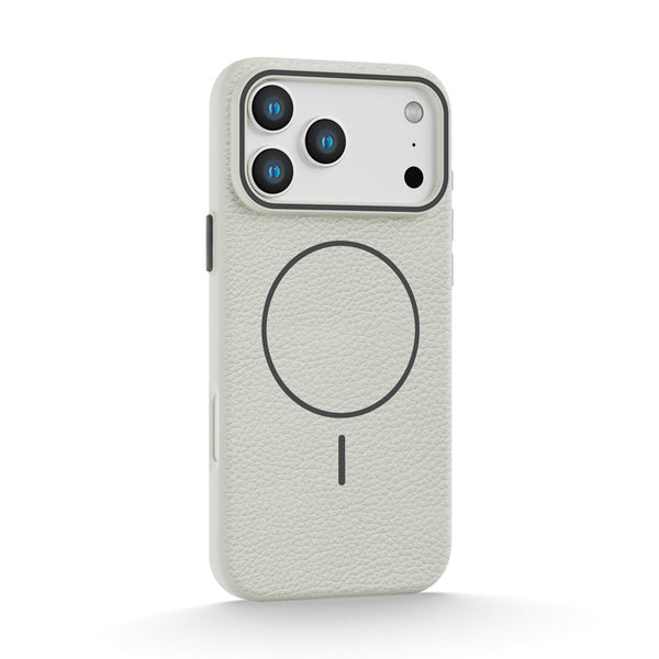 Antique White | iPhone MagSafe Litchi Texture Silicone Case