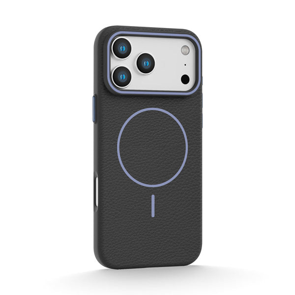 Black Blue | iPhone MagSafe Litchi Texture Silicone Case