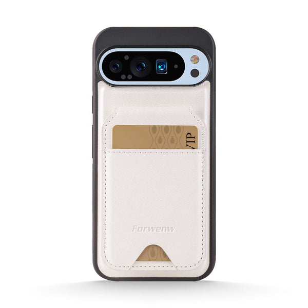White | Google MagSafe Leather Wallet Stand Case
