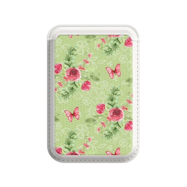 Butterfly among flowers | Leather Wallet with MagSafe