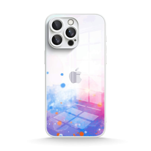 Sputter-Pink Blue Purple | IPhone Series Tempered Glass Case